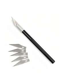 1PC Aluminum Alloy 5 Blades Replacement Precision Engraving Pen Engraving Tool Carving Tool Black Handle For Adults Artists DIY Craft Woodworking Rubber Stamp Making Art Design Hobby Supplies Engraving Tool Set Craft Tools Creative Gift Carving Kit Precision Tool - black - View 3