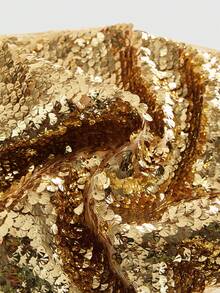 ROMWE Avant 女士百搭度假风亮片抹胸露脐上衣 - 金色 - 查看 3