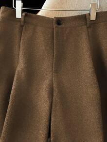 GlowEve CURVE Pantaloni in misto lana taglie forti per donna, slim fit in vita alta, adatti per il ritorno a scuola, laurea, San Valentino, festival musicali, festa della mamma, Ognissanti - Castano - Visualizzare 3