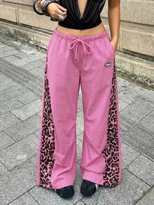Coolane 女士春夏音乐会街头风撞色降落伞裤 - 粉色 - 查看 5