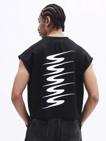 SUMWON Sleeveless Graphic Tank Top With Back Print Design Crew Neck Casual Summer Streetwear Style