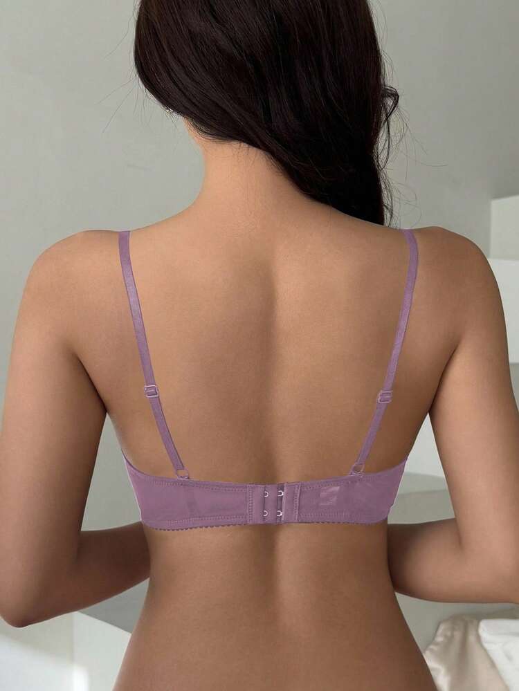 Adjustable Strap Mesh & Lace Padded Sexy Bra For Women Lingerie For Women