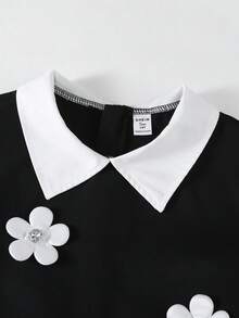 ChillGRL Teen GirlCollared A-Line Maxi Dress, Elegant High Waist Snug Fit, Fashionable & Charming, Hollow Out Design, Summer - Black - View 8