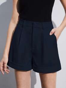 BizChic Loose Shorts Business Formal Vacation Style Slouchy Street Style Commute - Navy Blue - View 2