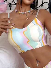 Nora Wilde 1pc Women's Comfortable Colorful Shell Trim Bra - Multicolor - View 3
