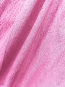 Breezaya Solid Color Washed Cotton Round Neck Beaded Jumpsuit Holiday Vacation Light Pink Summer Boho Casual - Hot Pink - View 7