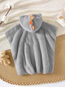 SHEIN Áo khoác ngoài có mũ trùm đầu hình khủng long nhung màu xanh dương dễ thương, đa năng cho bé trai, thích hợp cho bãi biển, hồ bơi, spa, kỳ nghỉ và bơi lội. - Màu Xám nhạt - Xem 2