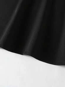 ChillGRL Teen GirlCollared A-Line Maxi Dress, Elegant High Waist Snug Fit, Fashionable & Charming, Hollow Out Design, Summer - Black - View 5