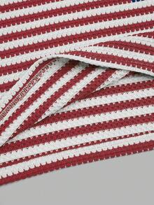 Sweetra Plus Size Women Striped Print Fitted Tube Dress - Red - View 4