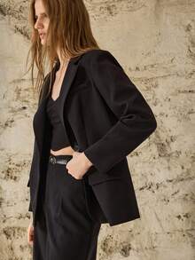 MOTF PREMIUM WOMEN'S LOOSE FIT LONG SLEEVE BLAZER, SPRING/SUMMER - Black - View 2