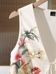 GlowEve Elegant Floral Bowknot Blouse - Apricot - View 6