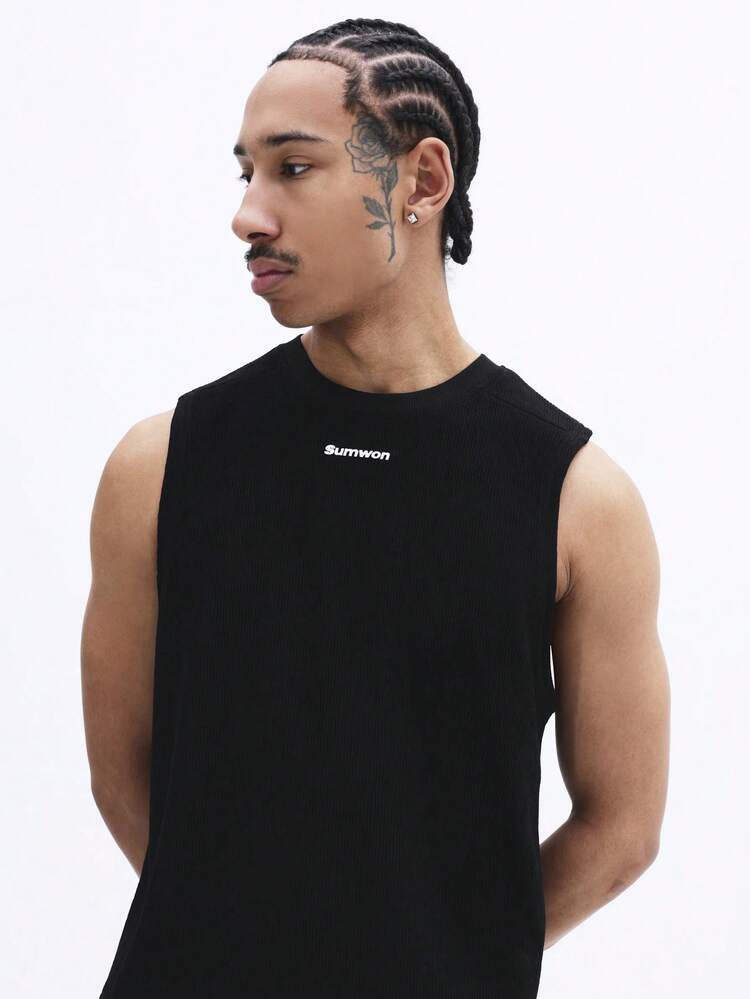 Ribbed Tank Top With Brand Logo