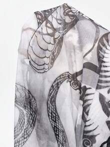 ROMWE Spring/SummergraphicGothic Tie Dye Watercolor Snake Totem Print Fitted Backless Mesh Top For Women - Multicolor - View 9