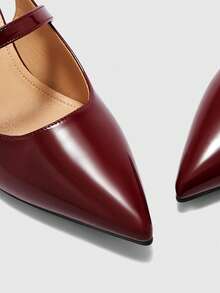 CUCCOO BIZCHIC Women's Fashion High-Heeled Shoes, Buckle Thick Heel Global Four-Season Commute Elegant Foundation Holiday Vacation Office Outdoor Daily Versatile - Burgundy - View 8