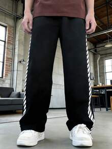 Tween Boy Digital Print Elastic Waist Sweatpants - Black - View 3