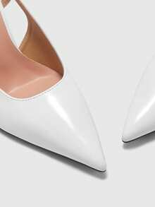 CUCCOO BIZCHIC Zapatos de tacón alto con decoración de tirante y lazo para mujer, color vino tinto, zapatos de primavera para vacaciones de primavera, Pascua y Navidad - PU blanco - Ver 8