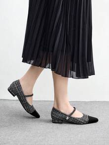 CUCCOO BIZCHIC Women's Stylish And Comfortable Mary Jane Shoes - grey grid - View 5