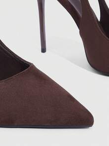 CUCCOO SZL Giày cao gót mũi nhọn dành cho nữ, thanh lịch và thời trang cho dịp Giáng sinh. - Vải nhung nâu - Xem 5