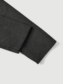 SHEIN MOD 女士优雅翻领露肩纯色长袖修身毛衣，适合秋冬季节穿着。 - 黑色 - 查看 4
