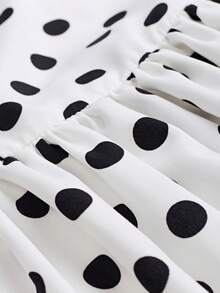 GlowEve Đầm chấm bi trễ vai khoét lỗ, xếp nếp, thanh lịch, tinh tế, thời trang mới, thích hợp cho kỳ nghỉ. - trắng - Xem 5