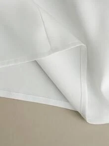 GlowEve Blusa elegante de mujer con diseño de volantes de manga corta, cuello en V, de acetato, color blanco perla, adecuada para salidas casuales - Blanco - Ver 8