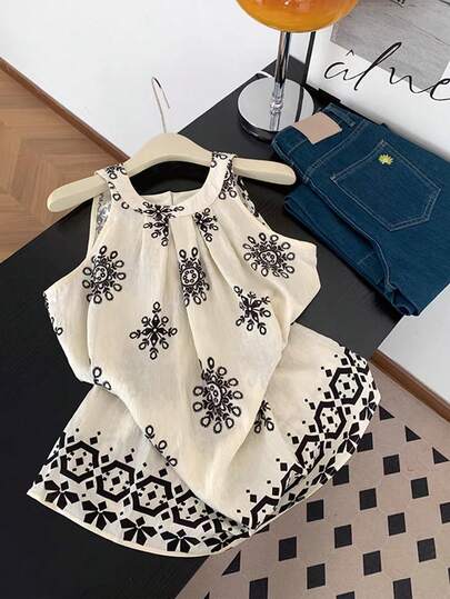 GlowEve 女士度假休闲几何印花背心