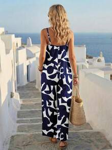 EMERY ROSE Women's Casual Jumpsuit, Fashionable & Versatile, Spring/Summer - Blue - View 2