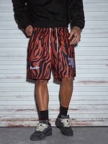Modcrash Men's Sweatpants Set, Streetwear Vintage Print, Relaxed Fit, Spring Summer, Unisex - Red - View 7