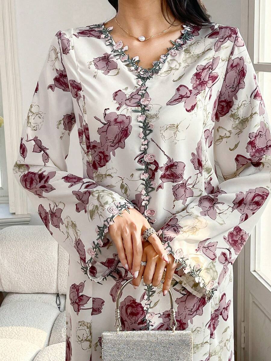 Yasmyna Đầm kiểu Pháp mới, cổ chữ V, thêu hoa, xếp ly, chất liệu vải mềm mại. - Nhiều màu - Xem 1
