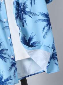 Áo sơ mi dệt cổ bẻ in họa tiết kỳ nghỉ dành cho thiếu niên nam - Màu xanh lam - Xem 6