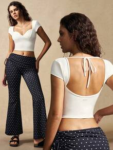 VARSIVA Women's Backless Cropped Sports Top,All White Summer Athleisure Gym Fitness Yoga Pilates Running Everyday Wear,Stylish Neckline All Seasons Top - White - View 6