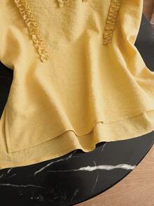 Franclia Women's Tank Tops Elegant Tank Tops Casual Tank Tops Fitted Tank Tops Ruffled Tank Tops Vacation Tank Tops Women's Yellow Tank Tops Women's Daily Wear Tank Tops Women's Beach Tank Tops Women's Spring And Summer Tank Tops - Yellow - View 3