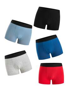 SHEIN Tween Boy Comfortable Breathable Soft Contrast Color Boxer Briefs - Multicolor - View 4