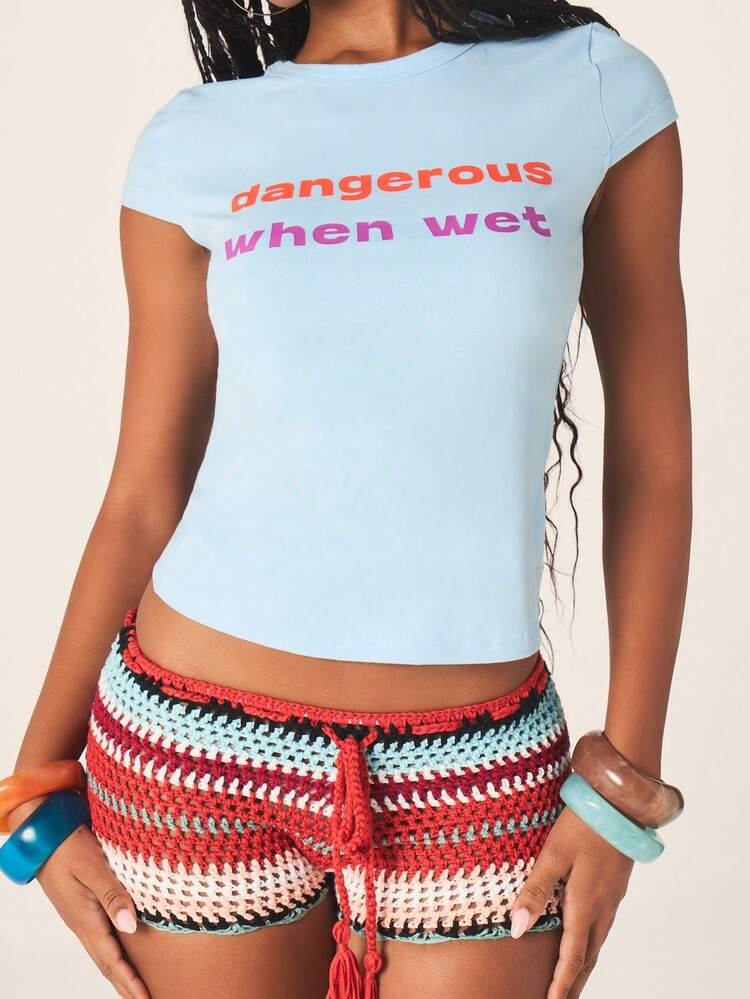 MISSGUIDED Dangerous When Wet Slogan Baby Tee