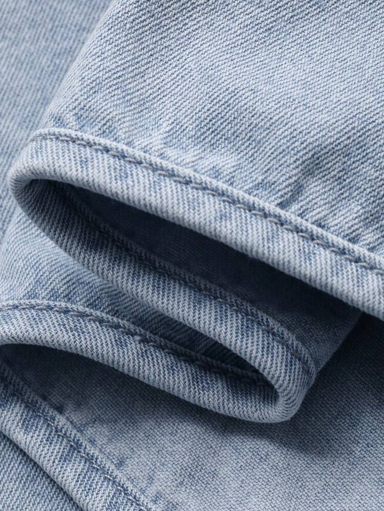 Tween Girl Floral Embroidered V-Neck Single-Breasted Denim Vest Summer