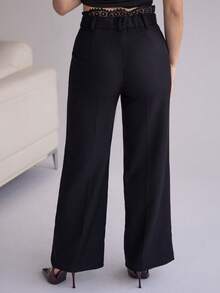 Andrea Bello 秋冬撞色蕾丝西装裤 - 黑色 - 查看 2