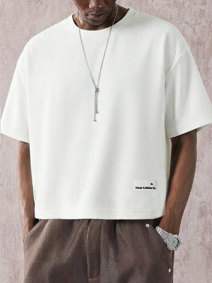 PAVTROS Áo thun nam tay ngắn cổ tròn màu trơn, kiểu dáng thường ngày, đa năng, thích hợp cho mùa hè. - trắng - Xem 1