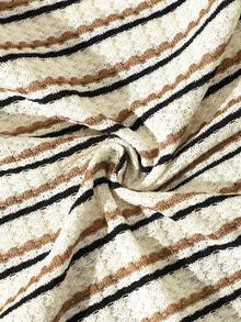 Mirajuku Camisa de cuello con textura de gofre y rayas para niño preadolescente, tela cómoda adecuada para uso diario, ir y venir, salidas casuales, viajes y vacaciones. Se puede combinar con pantalones cortos para un look sencillo, limpio y de moda. - Albaricoque - Ver 9