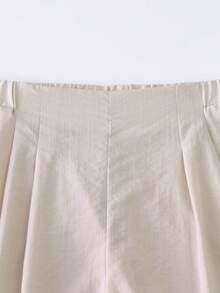 Franclia Women's Summer New Casual Everyday Commute Simple Versatile Comfortable Pleated Loose Shorts - Apricot - View 6