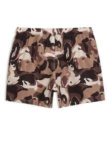 Manfinity KASUA Men's All-Over Print Elastic Waist Drawstring Pocket Casual Summer Beach Pants - Brown - View 3