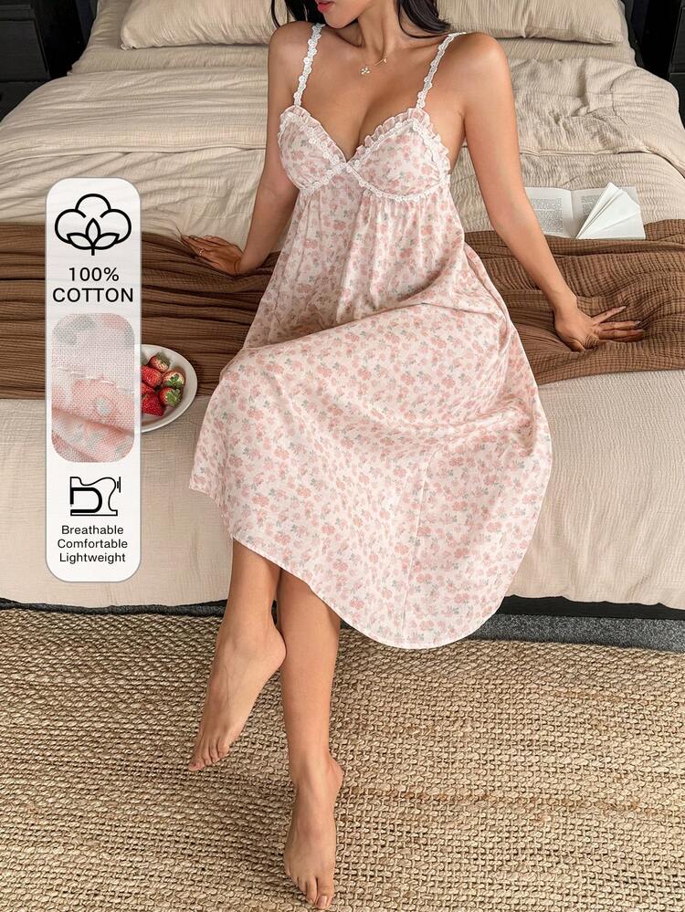 Ditsy Floral Long Nightgown For Women