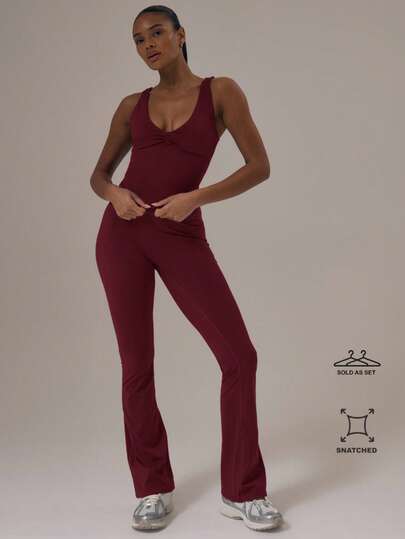 Musera Sport Sport Longline Fitted Cami Top And Flared Yoga Pants Set Autumn Fall Winter Activewear Sport Gym Workout