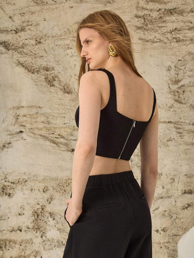 WOMEN'S ELASTIC CROPPED TANK TOP, SPRING/SUMMER