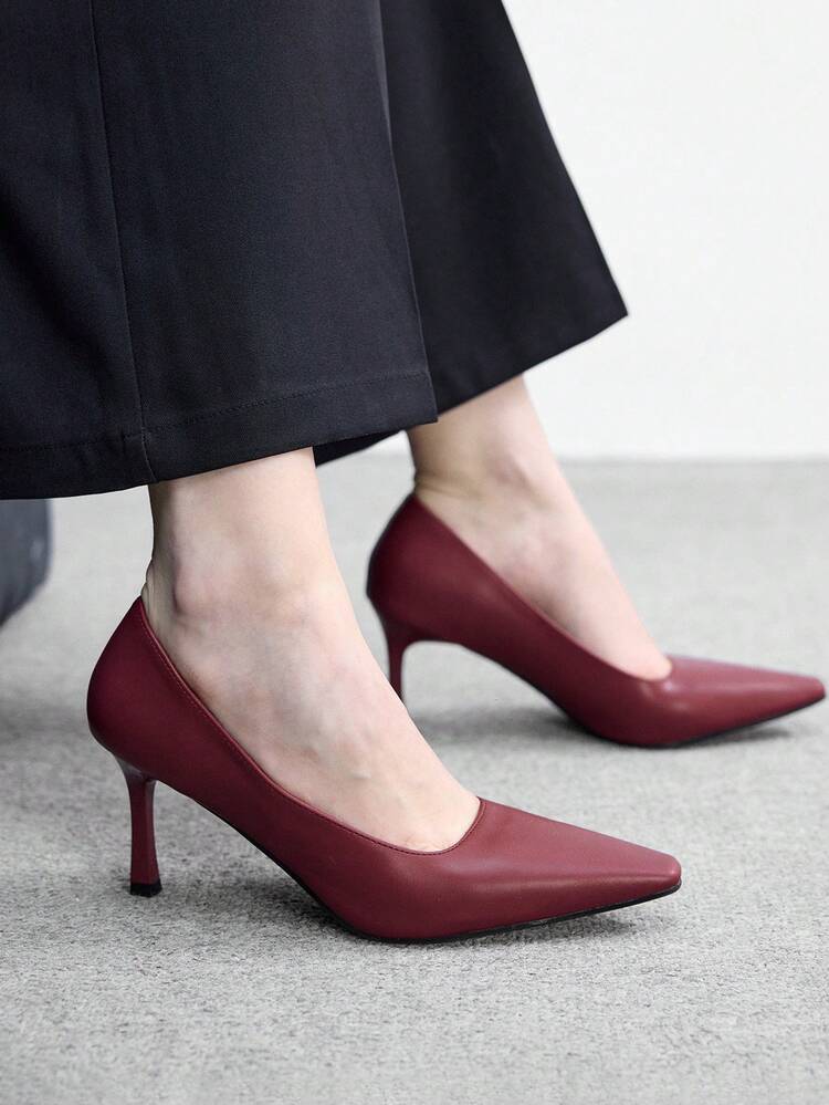 CUCCOO BIZCHIC Women Shoes Spring And Autumn New Small Square Toe Simple Commuter Style Comfortable Office Workers Women's High Heel Shoes Spring Shoes