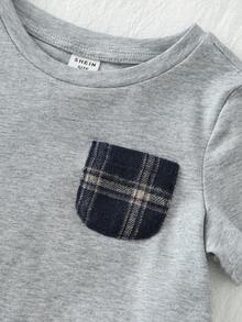 Loomiva 4er Set für Baby Jungen: Dekorierte Tasche, Rundhals Kurzarmoberteil und Hose mit Gummibund - Verschiedenfarbig - Übersicht 4