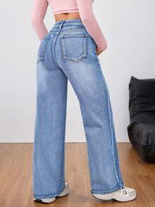 Unity Women's Casual Solid Color Denim Jeans - 輕柔的洗滌 - 查看 2