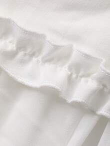 DAZY Women's Sleeveless Frill Trim Dress With Mesh Patchwork Sundress Summer - Ivory White - View 7