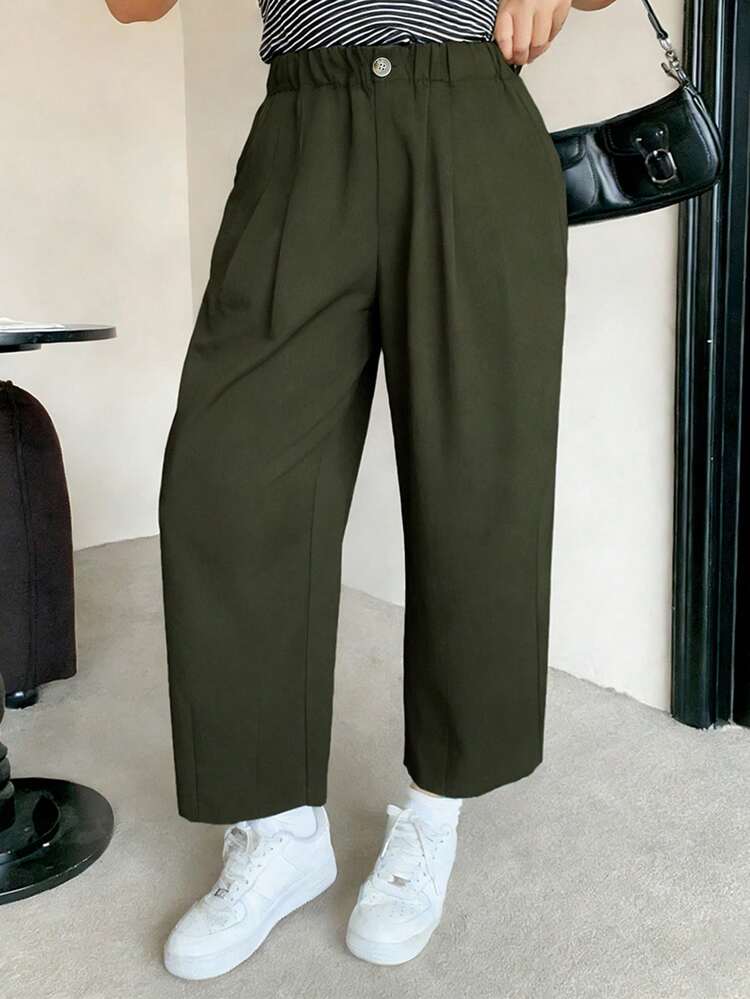 Dazy Plus Plus Size Women Elastic Waist Casual Harem Cropped Pants