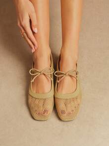 Rosivie Women Flats Spring And Summer New Models, Square Toe Design, Retro Love, Comfortable And Simple Vacation, Women's Flat Bottom, A Must For Commuting, Casual And Versatile - Apricot - View 8
