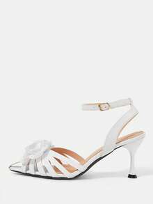 CUCCOO HITCHD Women's Pointed Toe Buckle Design Everyday Versatile Fashion High Heels - White - View 9